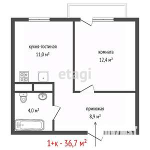 1-к квартира, вторичка, 37м2, 7/26 этаж