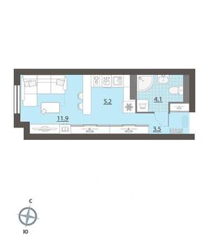 Студия квартира, вторичка, 25м2, 30/32 этаж