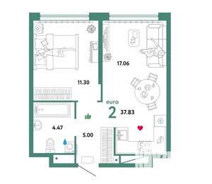 2-к квартира, вторичка, 38м2, 7/18 этаж