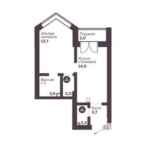 1-к квартира, вторичка, 40м2, 9/30 этаж