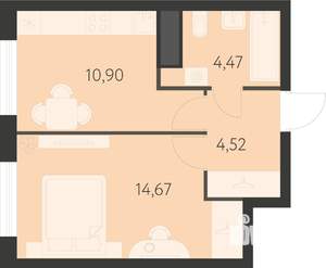 1-к квартира, вторичка, 35м2, 2/25 этаж