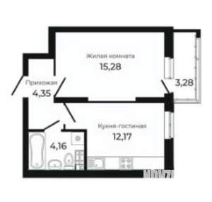 1-к квартира, вторичка, 39м2, 3/21 этаж