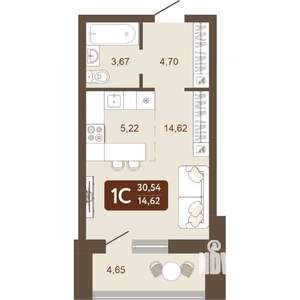 1-к квартира, вторичка, 31м2, 15/24 этаж