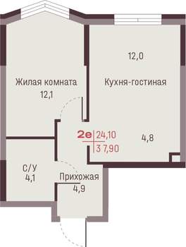 2-к квартира, вторичка, 38м2, 2/20 этаж