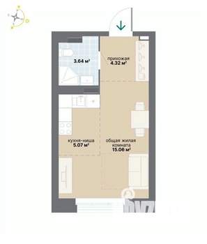 Студия квартира, вторичка, 28м2, 2/25 этаж