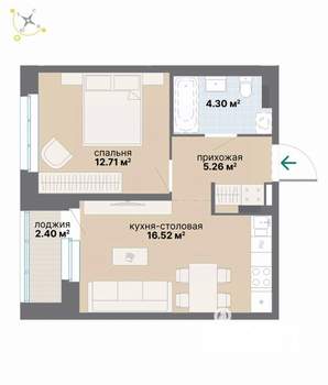 1-к квартира, вторичка, 41м2, 5/9 этаж