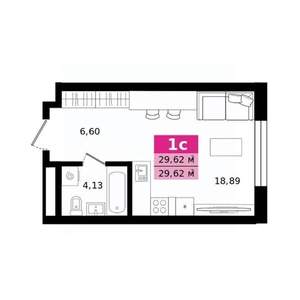 Студия квартира, строящийся дом, 30м2, 12/27 этаж