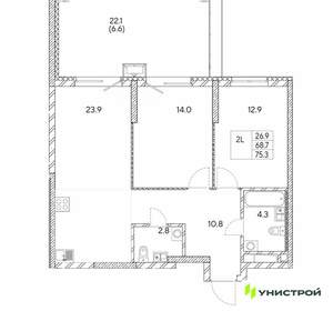 2-к квартира, вторичка, 75м2, 4/30 этаж