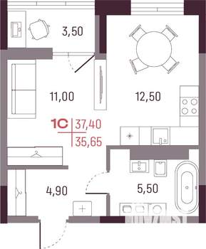 Студия квартира, вторичка, 36м2, 5/25 этаж