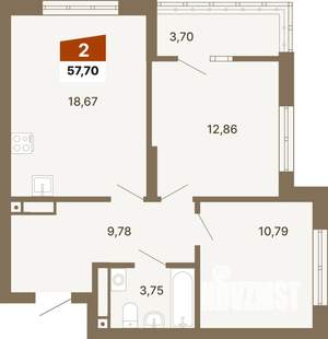 2-к квартира, вторичка, 58м2, 8/23 этаж