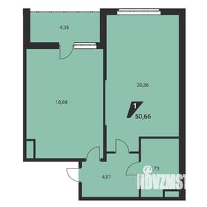 1-к квартира, вторичка, 51м2, 13/25 этаж