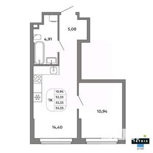 1-к квартира, вторичка, 35м2, 10/32 этаж