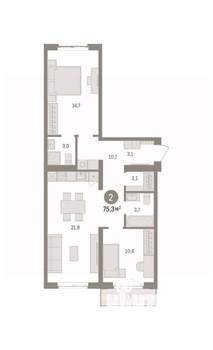 2-к квартира, вторичка, 75м2, 4/9 этаж