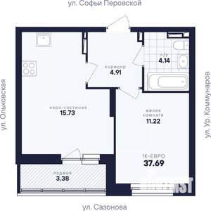 1-к квартира, вторичка, 38м2, 5/17 этаж