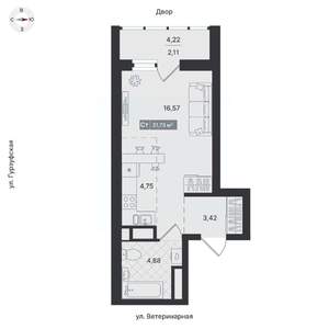 Студия квартира, вторичка, 32м2, 5/24 этаж