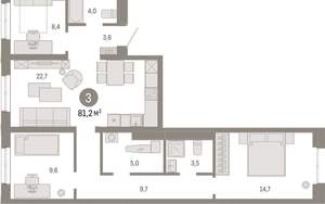 3-к квартира, вторичка, 81м2, 2/24 этаж