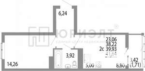 1-к квартира, вторичка, 40м2, 19/25 этаж
