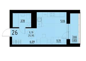 Студия квартира, строящийся дом, 26м2, 4/25 этаж