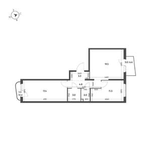 2-к квартира, вторичка, 62м2, 10/16 этаж