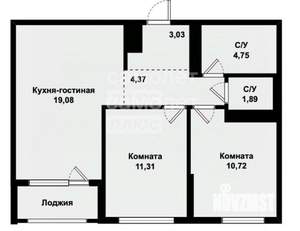 2-к квартира, вторичка, 57м2, 7/16 этаж