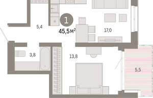 1-к квартира, вторичка, 46м2, 3/24 этаж