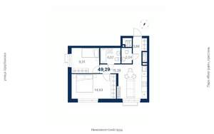 2-к квартира, вторичка, 49м2, 22/25 этаж