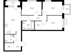 3-к квартира, вторичка, 77м2, 11/24 этаж