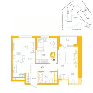 3-к квартира, вторичка, 61м2, 10/24 этаж