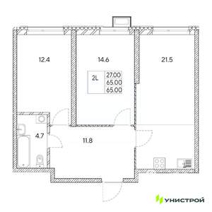 2-к квартира, вторичка, 65м2, 24/31 этаж