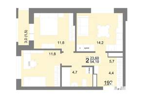 2-к квартира, вторичка, 54м2, 23/26 этаж