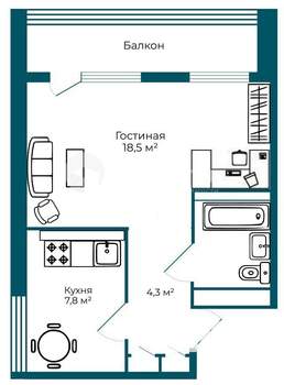 1-к квартира, вторичка, 35м2, 16/16 этаж