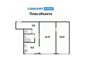 2-к квартира, вторичка, 45м2, 1/4 этаж