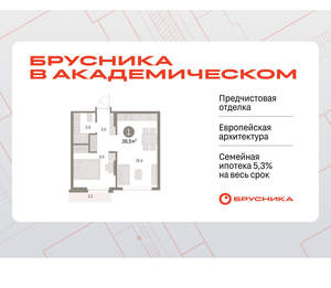 1-к квартира, вторичка, 39м2, 3/9 этаж