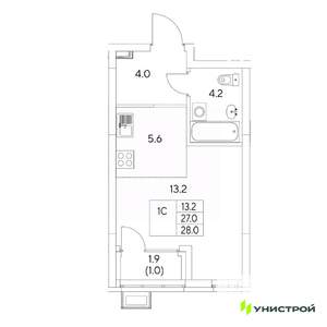 1-к квартира, вторичка, 28м2, 9/31 этаж