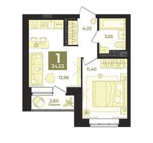 1-к квартира, вторичка, 35м2, 18/23 этаж