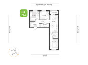 3-к квартира, вторичка, 76м2, 2/17 этаж