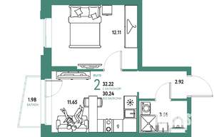 2-к квартира, вторичка, 32м2, 20/20 этаж