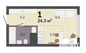 Студия квартира, строящийся дом, 24м2, 16/32 этаж
