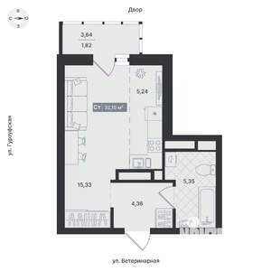 Студия квартира, вторичка, 33м2, 5/24 этаж