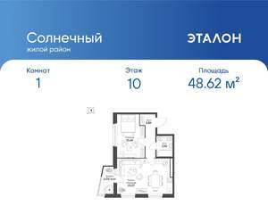 1-к квартира, вторичка, 49м2, 10/10 этаж
