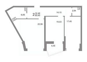 2-к квартира, сданный дом, 78м2, 9/14 этаж
