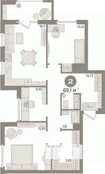 3-к квартира, вторичка, 35м2, 11/26 этаж