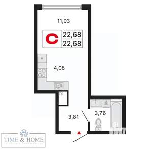 Студия квартира, вторичка, 23м2, 9/25 этаж