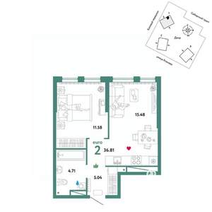 2-к квартира, вторичка, 37м2, 21/32 этаж