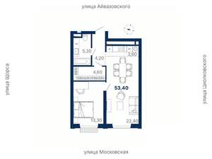 1-к квартира, вторичка, 53м2, 23/29 этаж