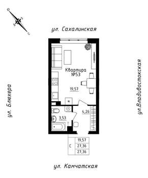 Студия квартира, строящийся дом, 27м2, 5/25 этаж