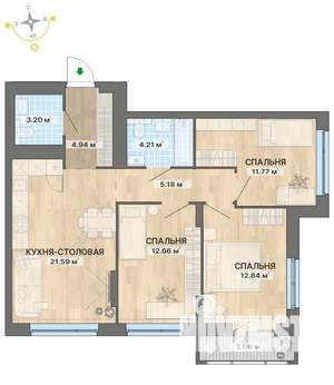 3-к квартира, вторичка, 79м2, 25/29 этаж