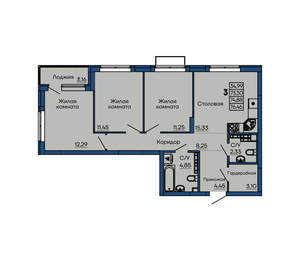 3-к квартира, вторичка, 75м2, 7/13 этаж