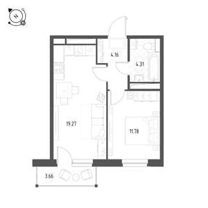 1-к квартира, вторичка, 40м2, 24/25 этаж