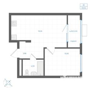 1-к квартира, вторичка, 41м2, 3/4 этаж